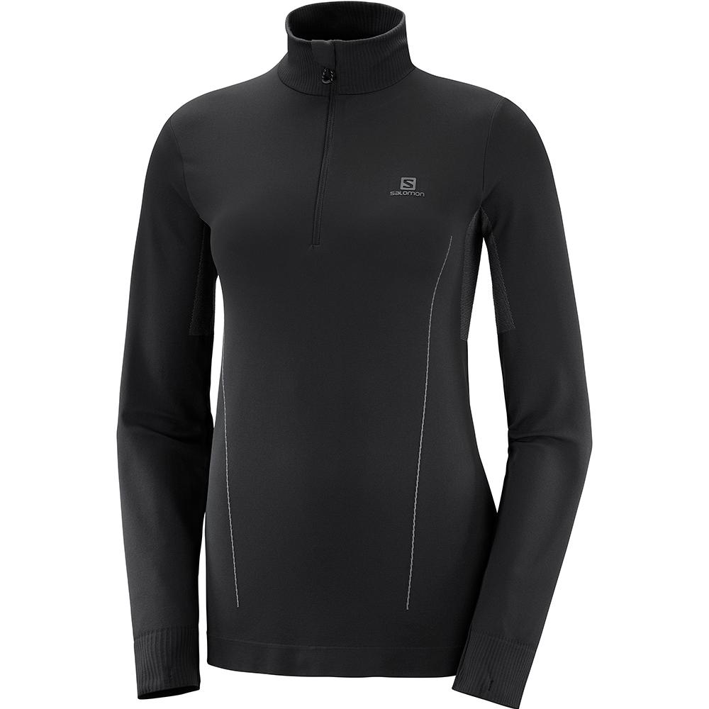 SALOMON COMET SEAMLESS HZ W Philippines - Women's Hoodie - Black | 509826-BED